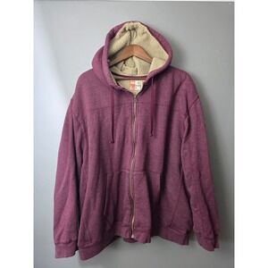 RuffHewn Mens 3X Sherpa Lined Full Zip Hoodie Burgundy Maroon Sweatshirt RN69016